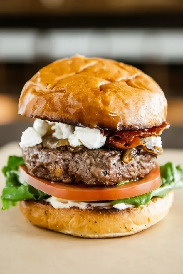 Goat Cheese and Prosciutto BEEF Burger image