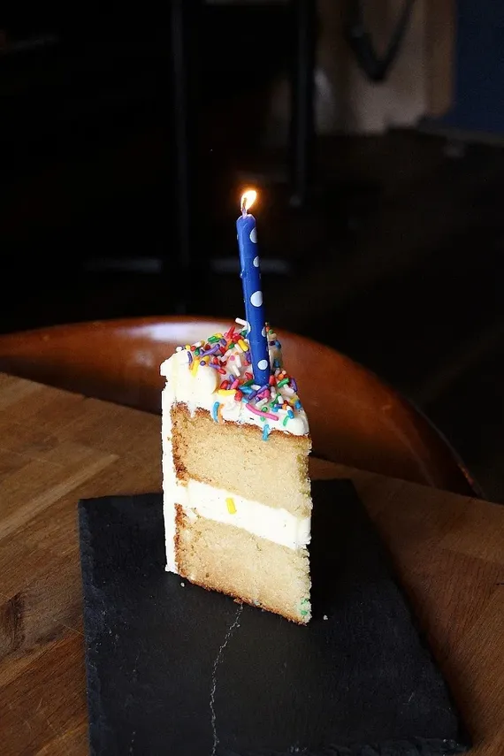 Slice of Buttercream Birthday Cake image