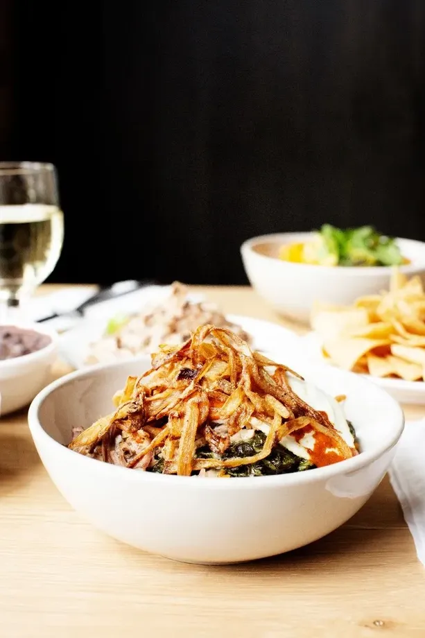 Roasted Pork & Over Easy Egg Bowl image
