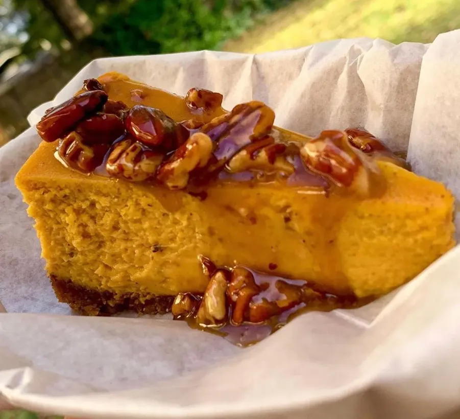 5-Spice Roasted Pumpkin Cheesecake + Pecan Praline image