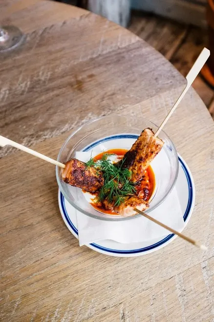 Harissa Glazed Salmon Skewer image