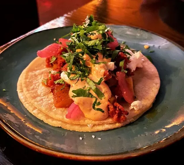 Chorizo Potato Goat Cheese Taco image